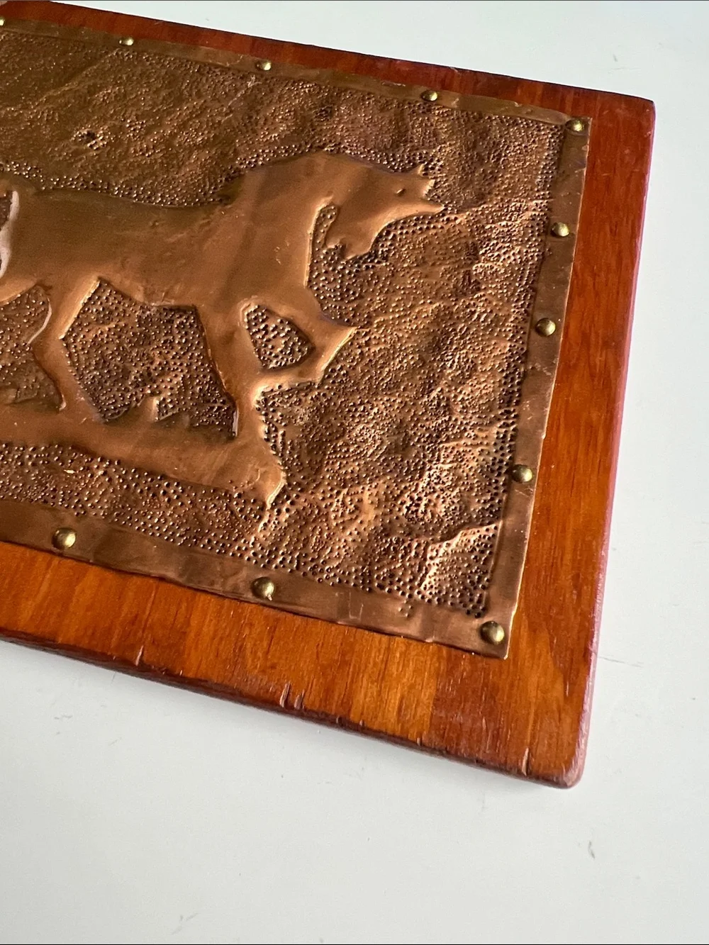 Vintage Horse Copper on Wood Wall Art Decor